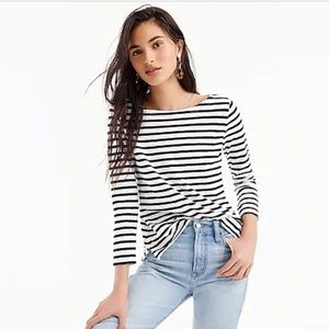 J.Crew Striped Breton Boatneck 3/4 Sleeve Top Sz M